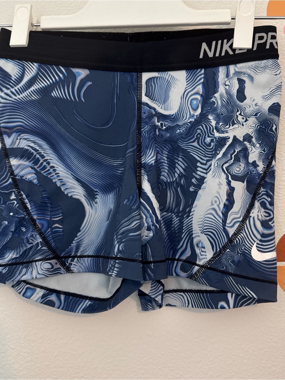 Nike Pro kids Navy and White Marble Rash Guard Shorts N0030